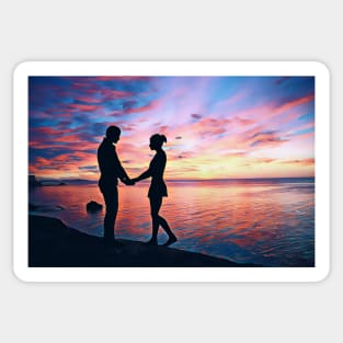 Lovely Sunset (Couple On The Beach) Sticker